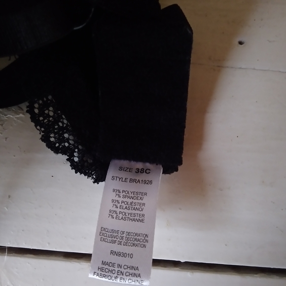 Black Underwire Push Up Bra Size 38C - Picture 5 of 5